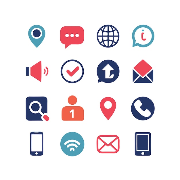 Colección de conjuntos de iconos de contacto para sitios web y aplicaciones móviles