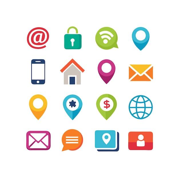 Colección de conjuntos de iconos de contacto para sitios web y aplicaciones móviles