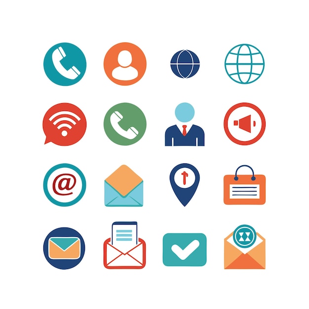 Colección de conjuntos de iconos de contacto para sitios web y aplicaciones móviles