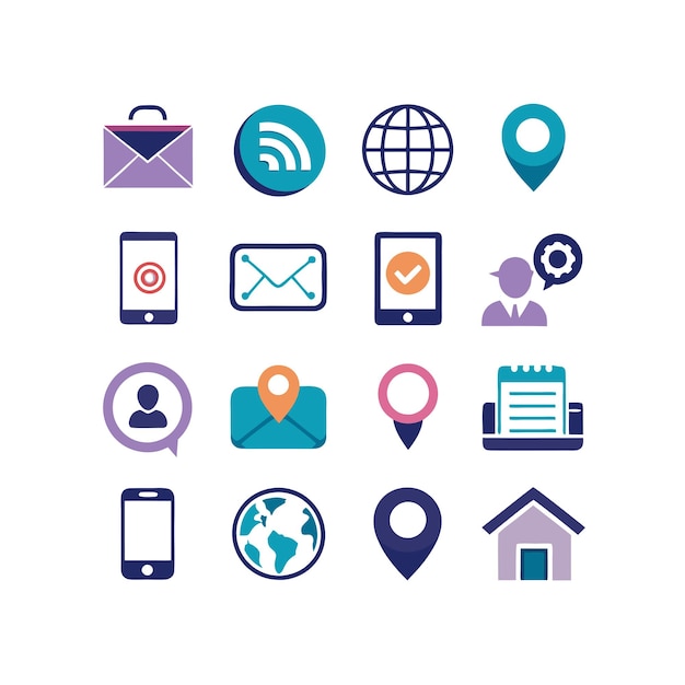 Colección de conjuntos de iconos de contacto para sitios web y aplicaciones móviles