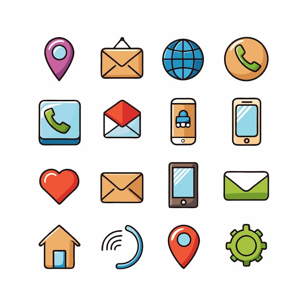 Colección de conjuntos de iconos de contacto para sitios web y aplicaciones móviles