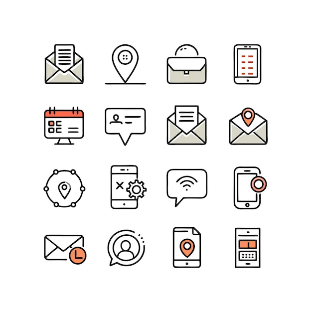 Colección de conjuntos de iconos de contacto para sitios web y aplicaciones móviles