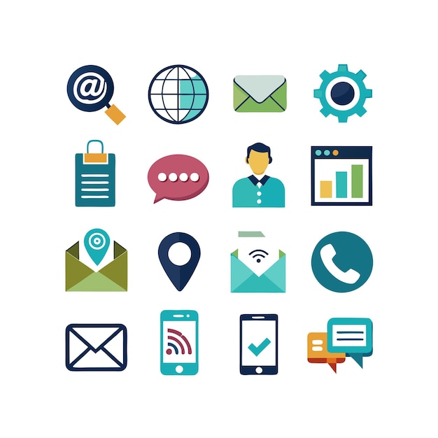 Colección de conjuntos de iconos de contacto para sitios web y aplicaciones móviles