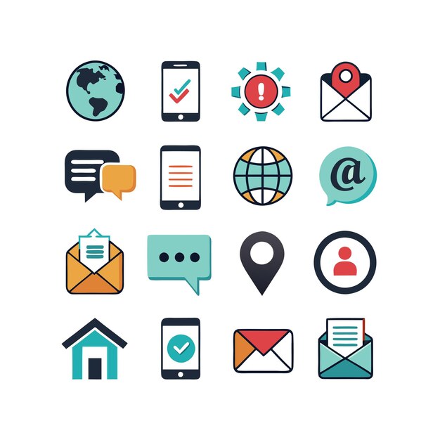 Colección de conjuntos de iconos de contacto para sitios web y aplicaciones móviles