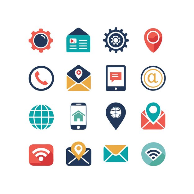 Colección de conjuntos de iconos de contacto para sitios web y aplicaciones móviles