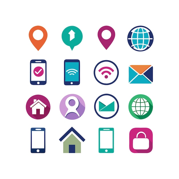Colección de conjuntos de iconos de contacto para sitios web y aplicaciones móviles