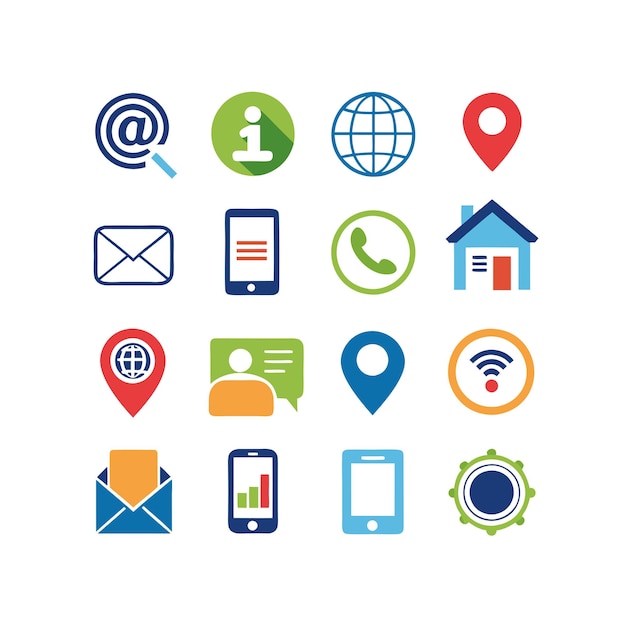 Colección de conjuntos de iconos de contacto para sitios web y aplicaciones móviles