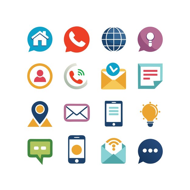 Colección de conjuntos de iconos de contacto para sitios web y aplicaciones móviles