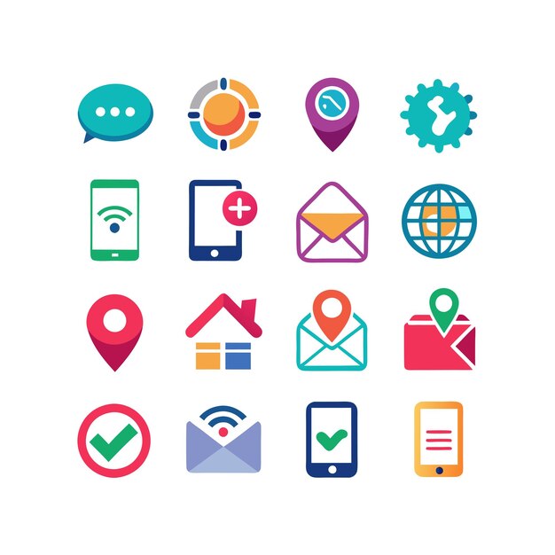 Colección de conjuntos de iconos de contacto para sitios web y aplicaciones móviles