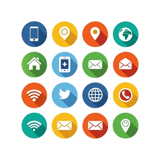 Colección de conjuntos de iconos de contacto para sitios web y aplicaciones móviles
