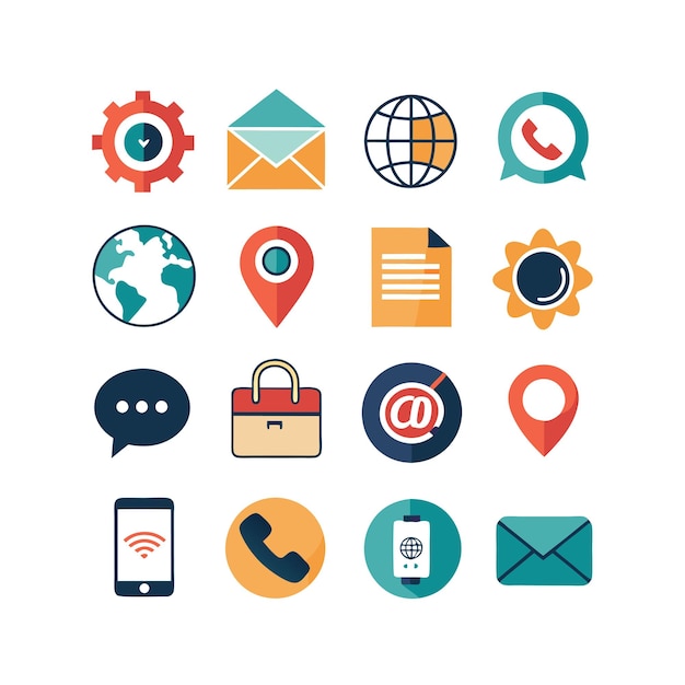 Colección de conjuntos de iconos de contacto para sitios web y aplicaciones móviles