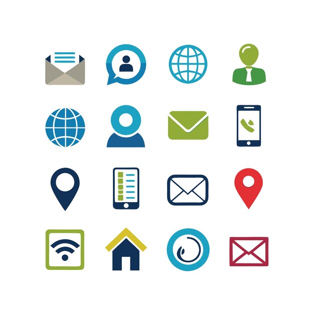 Colección de conjuntos de iconos de contacto para sitios web y aplicaciones móviles