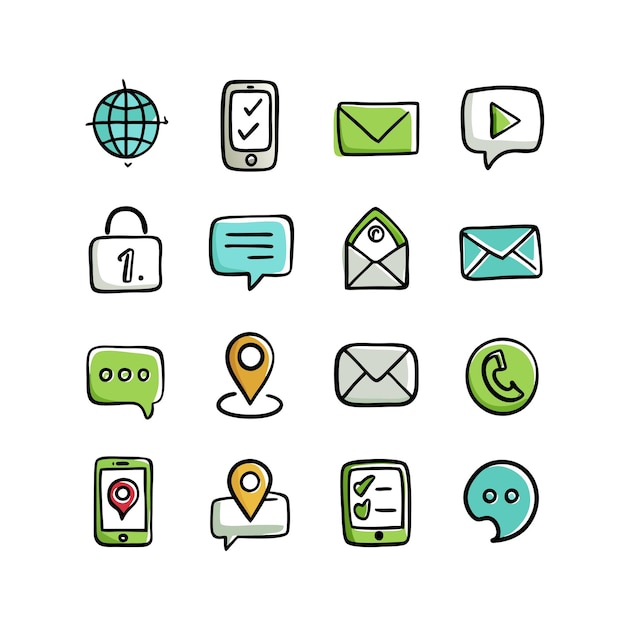 Colección de conjuntos de iconos de contacto para sitios web y aplicaciones móviles