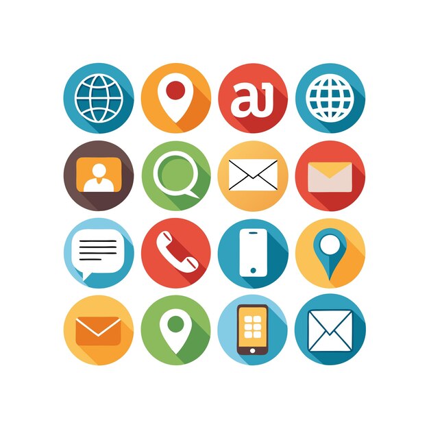 Colección de conjuntos de iconos de contacto para sitios web y aplicaciones móviles
