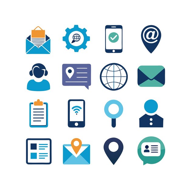 Colección de conjuntos de iconos de contacto para sitios web y aplicaciones móviles