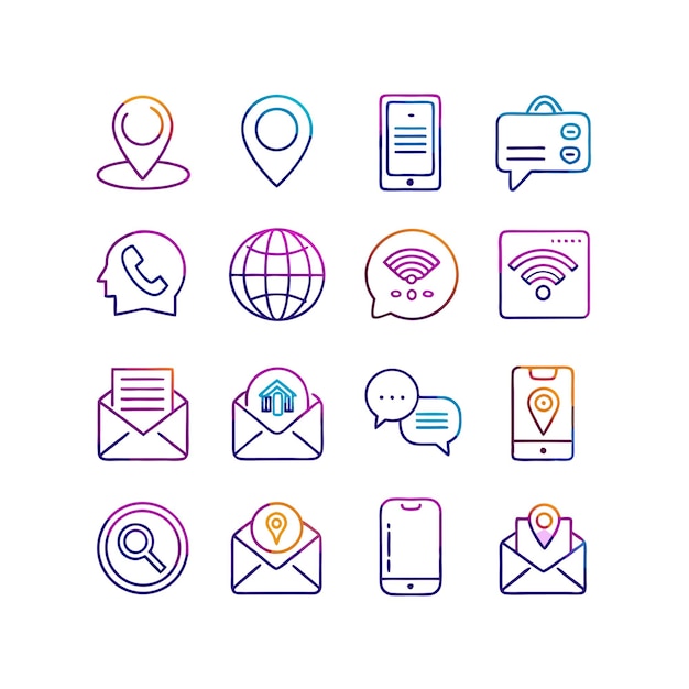 Colección de conjuntos de iconos de contacto para sitios web y aplicaciones móviles