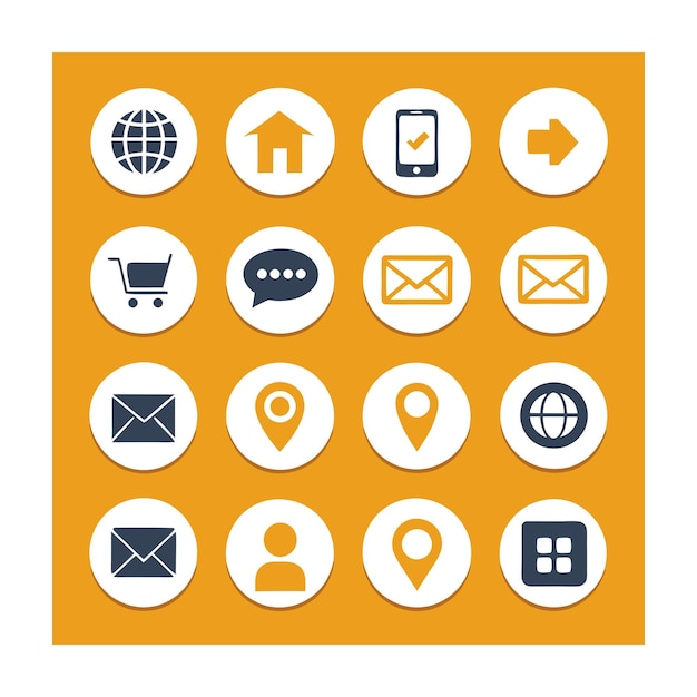Colección de conjuntos de iconos de contacto para sitios web y aplicaciones móviles