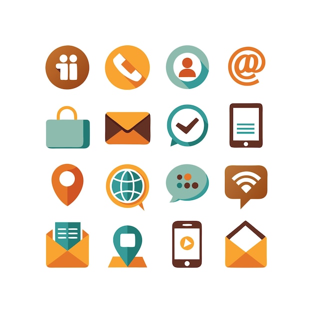 Colección de conjuntos de iconos de contacto para sitios web y aplicaciones móviles