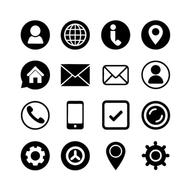 Colección de conjuntos de iconos de contacto para sitios web y aplicaciones móviles