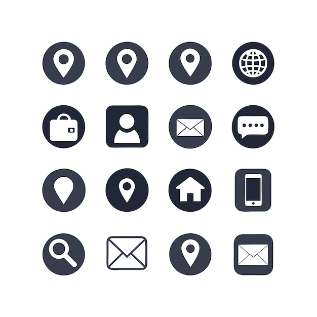 Colección de conjuntos de iconos de contacto para sitios web y aplicaciones móviles