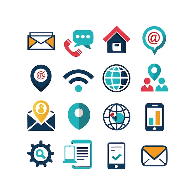 Colección de conjuntos de iconos de contacto para sitios web y aplicaciones móviles