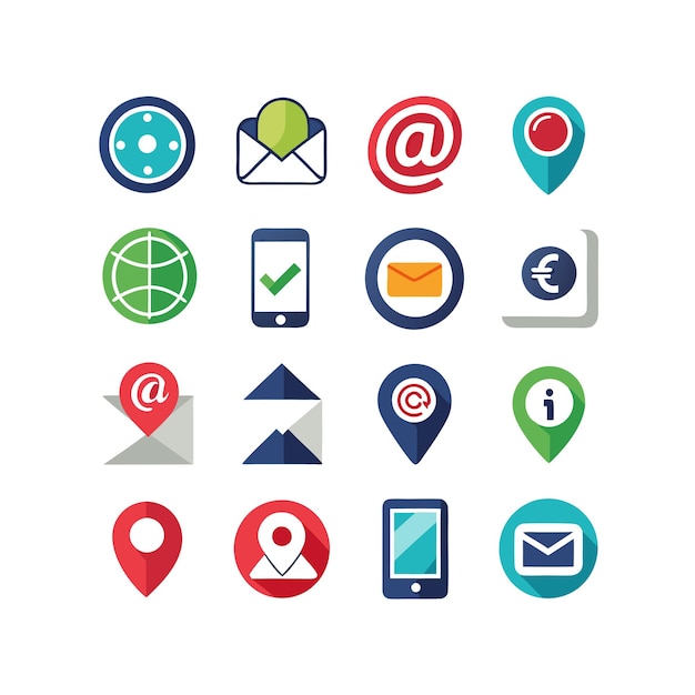 Colección de conjuntos de iconos de contacto para sitios web y aplicaciones móviles
