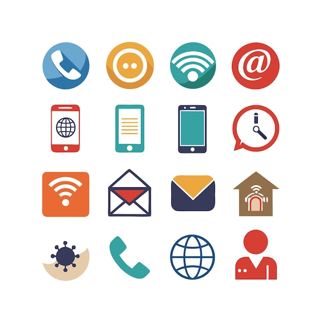 Colección de conjuntos de iconos de contacto para sitios web y aplicaciones móviles