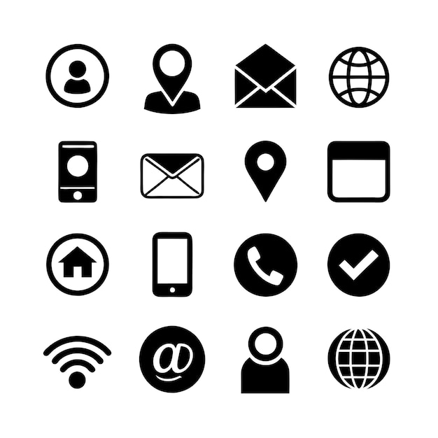 Colección de conjuntos de iconos de contacto para sitios web y aplicaciones móviles
