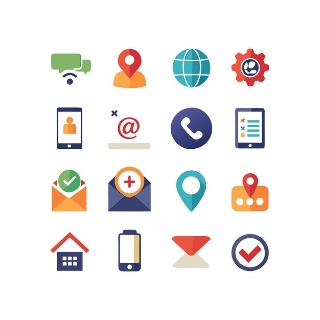 Colección de conjuntos de iconos de contacto para sitios web y aplicaciones móviles