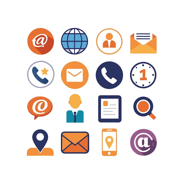 Colección de conjuntos de iconos de contacto para sitios web y aplicaciones móviles