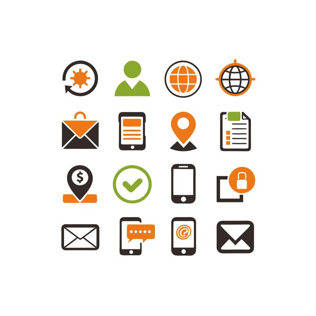 Colección de conjuntos de iconos de contacto para sitios web y aplicaciones móviles