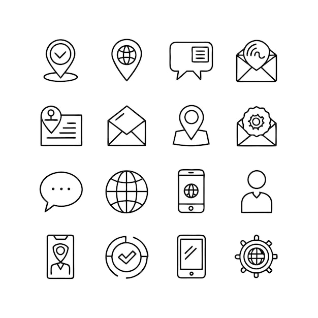Colección de conjuntos de iconos de contacto para sitios web y aplicaciones móviles
