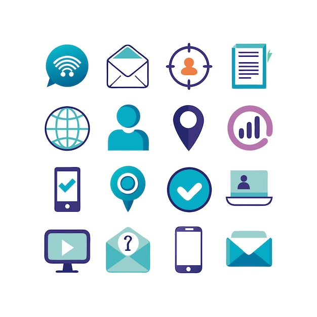 Colección de conjuntos de iconos de contacto para sitios web y aplicaciones móviles
