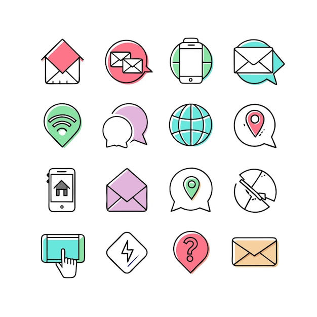 Colección de conjuntos de iconos de contacto para sitios web y aplicaciones móviles