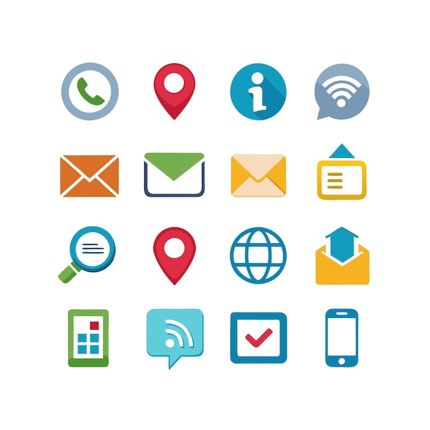 Colección de conjuntos de iconos de contacto para sitios web y aplicaciones móviles