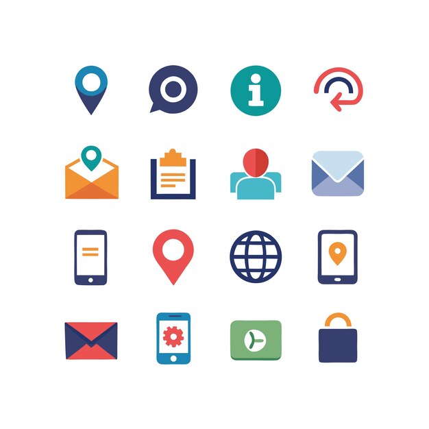 Colección de conjuntos de iconos de contacto para sitios web y aplicaciones móviles