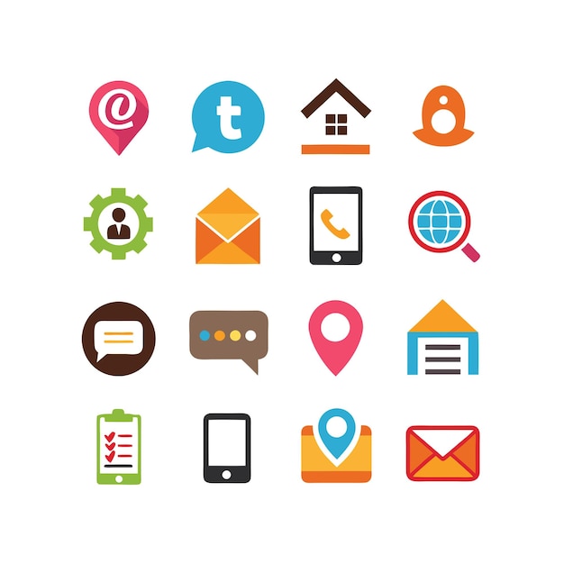 Colección de conjuntos de iconos de contacto para sitios web y aplicaciones móviles