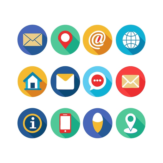 Colección de conjuntos de iconos de contacto para sitios web y aplicaciones móviles