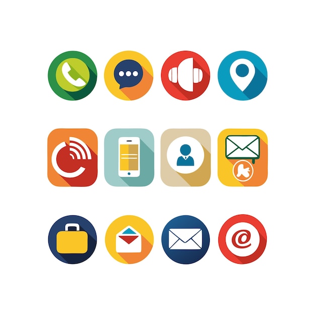 Colección de conjuntos de iconos de contacto para sitios web y aplicaciones móviles