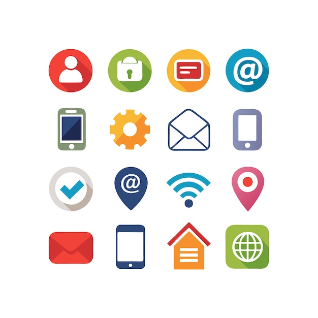 Colección de conjuntos de iconos de contacto para sitios web y aplicaciones móviles