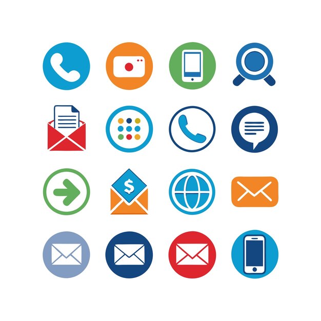 Colección de conjuntos de iconos de contacto para sitios web y aplicaciones móviles