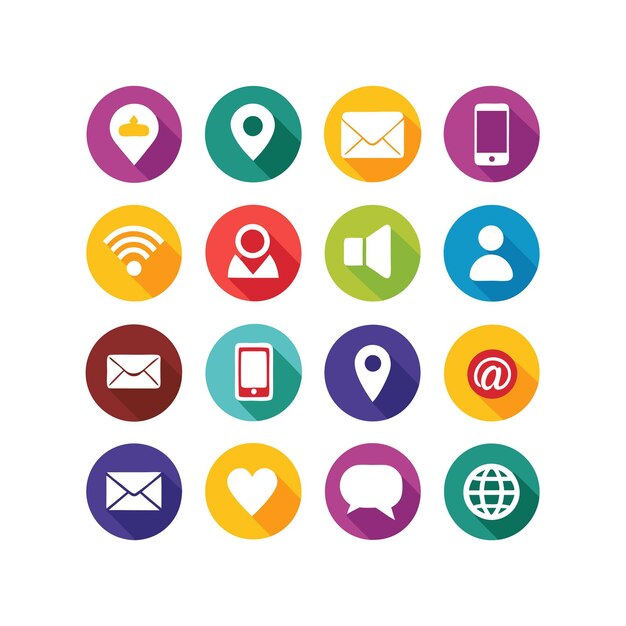 Colección de conjuntos de iconos de contacto para sitios web y aplicaciones móviles
