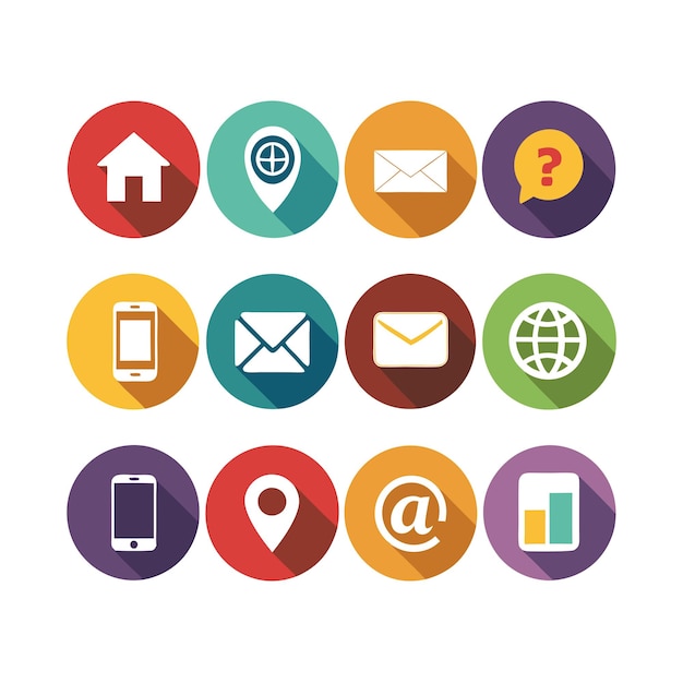 Colección de conjuntos de iconos de contacto para sitios web y aplicaciones móviles