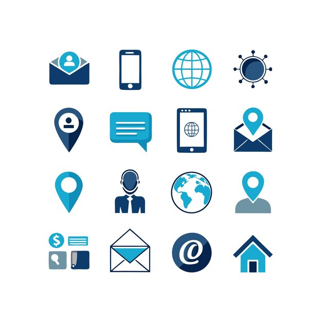 Colección de conjuntos de iconos de contacto para sitios web y aplicaciones móviles
