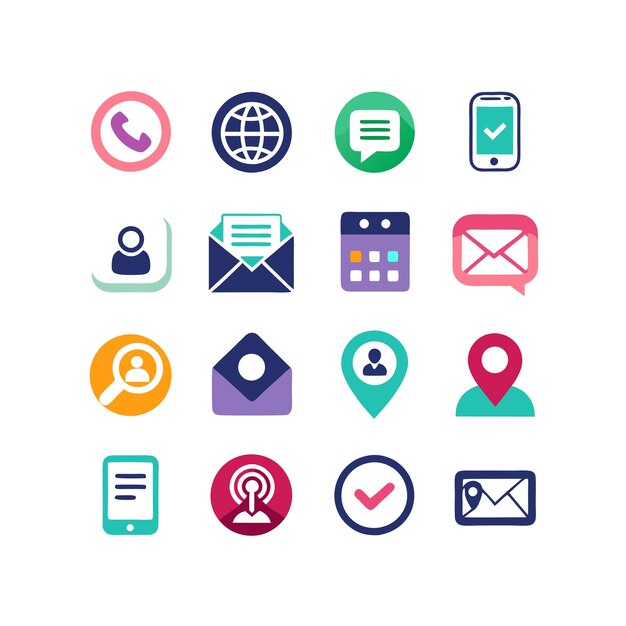 Colección de conjuntos de iconos de contacto para sitios web y aplicaciones móviles
