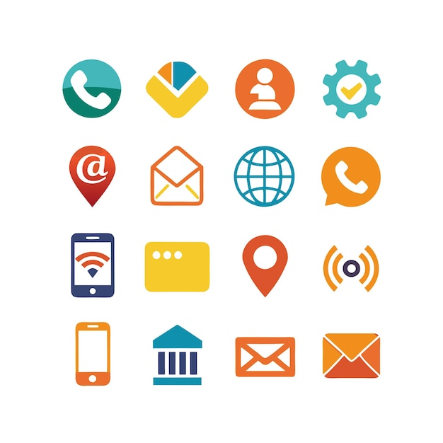 Colección de conjuntos de iconos de contacto para sitios web y aplicaciones móviles