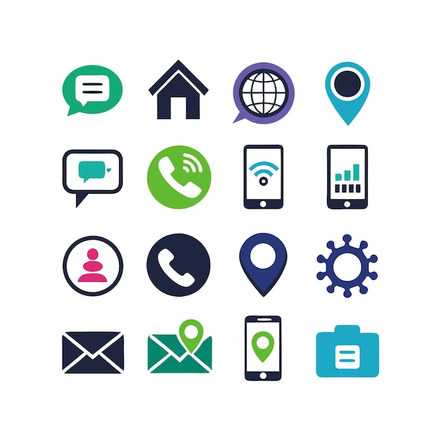 Colección de conjuntos de iconos de contacto para sitios web y aplicaciones móviles