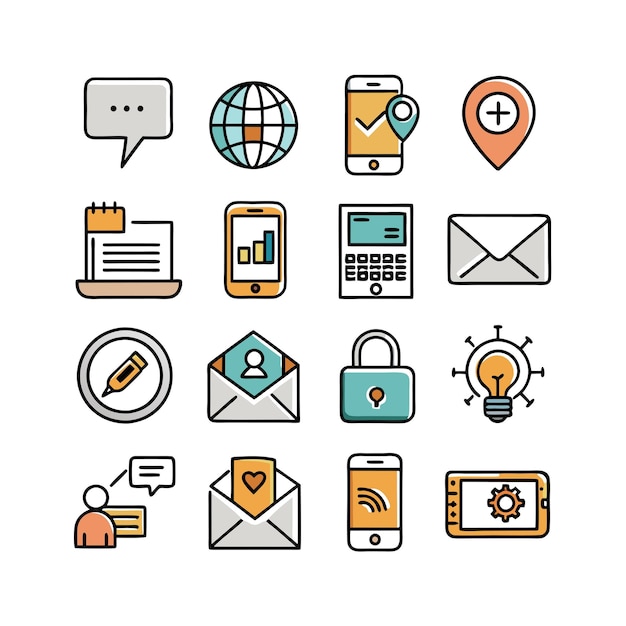 Colección de conjuntos de iconos de contacto para sitios web y aplicaciones móviles