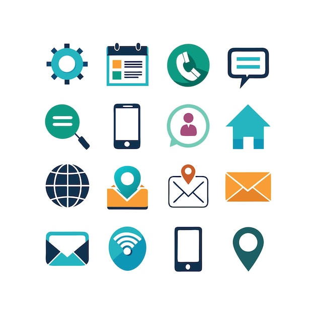Colección de conjuntos de iconos de contacto para sitios web y aplicaciones móviles
