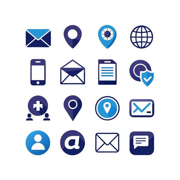 Colección de conjuntos de iconos de contacto para sitios web y aplicaciones móviles